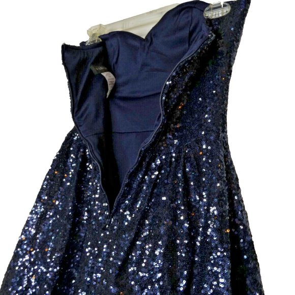 Blue Prom Dress Jr 3/4 Mini Womens XXS Size Corset Sequins Lolita Bombshell - Picture 4 of 11